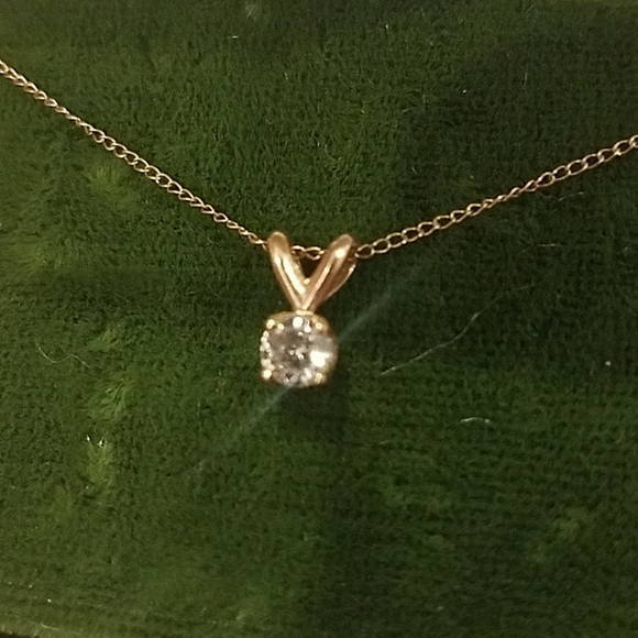 Rogers Jewelry - Brilliant Cut Diamond Pendant Gold Necklace